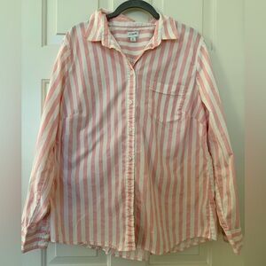 J.Crew Coral and White Striped Shirt